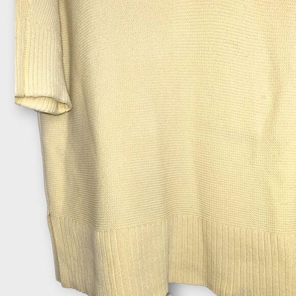 Chicos Womens Sweater Sz 8 Yellow Cotton Relaxed Oversized Half‎ Sleeves Casual - Picture 7 of 9